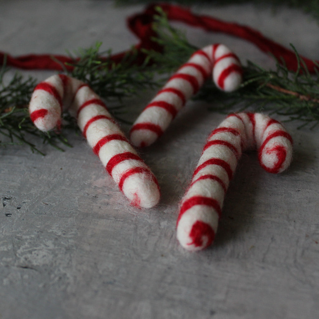 Felt Christmas Candy Canes - Tribe Castlemaine