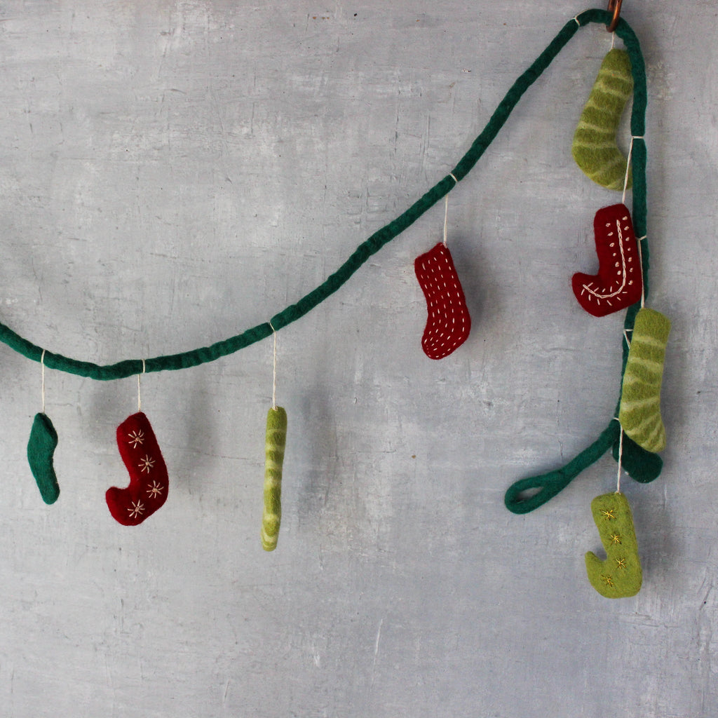 Felt Christmas Stocking Garland - Tribe Castlemaine